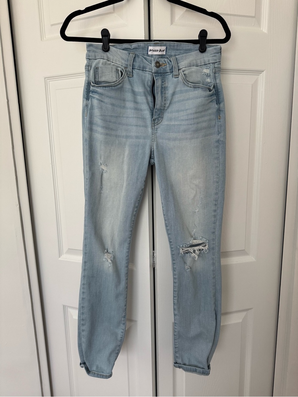 Studio Light Blue Distressed Boyfriend Jeans